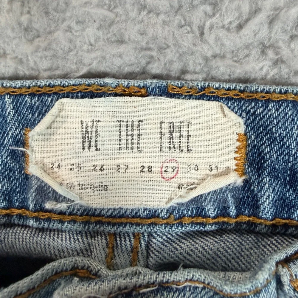 We The‎ Free Free People High Rise Skinny Jeans Blue Distressed Raw Hem Size 29